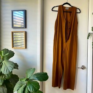 Silk jumpsuit in rust